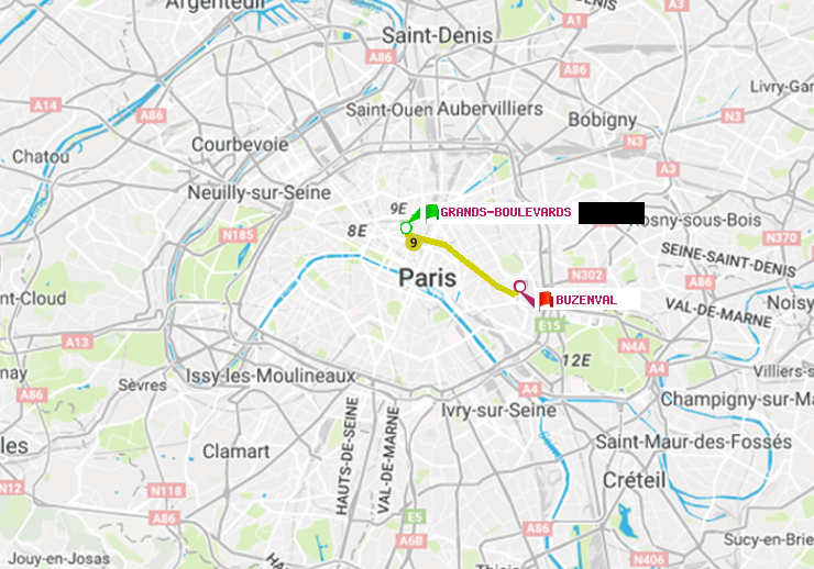 plan itinéraire ratp de Grands Boulevards à Buzenval