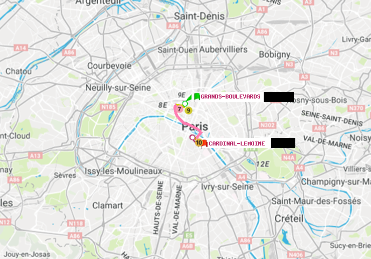 plan itinéraire ratp de Grands Boulevards à Cardinal-Lemoine
