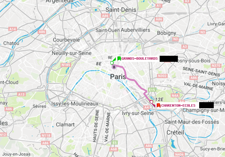 plan itinéraire ratp de Grands Boulevards à Charenton-Ecoles