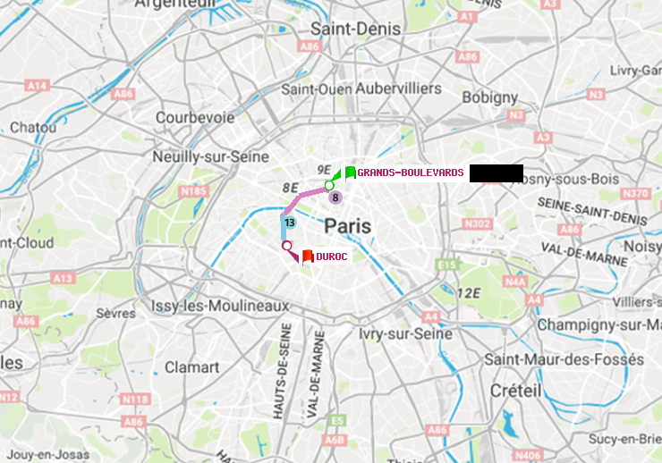 plan itinéraire ratp de Grands Boulevards à Duroc