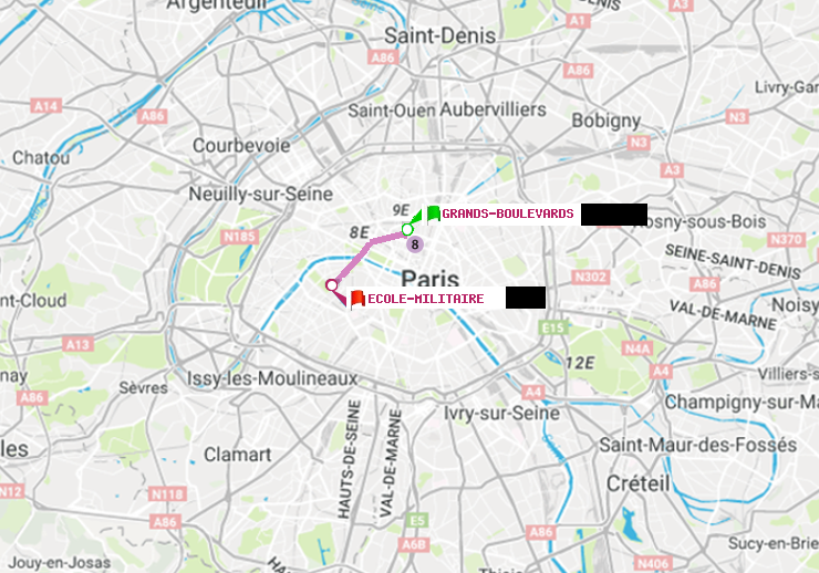 plan itinéraire ratp de Grands Boulevards à Ecole Militaire