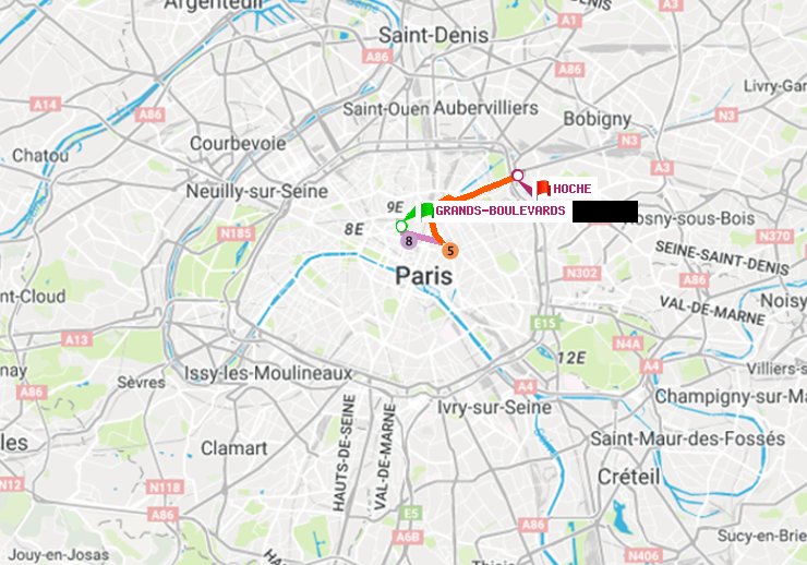 plan itinéraire ratp de Grands Boulevards à Hoche