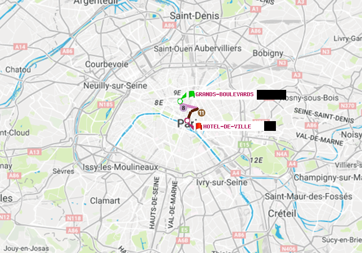 plan itinéraire ratp de Grands Boulevards à Hôtel de Ville