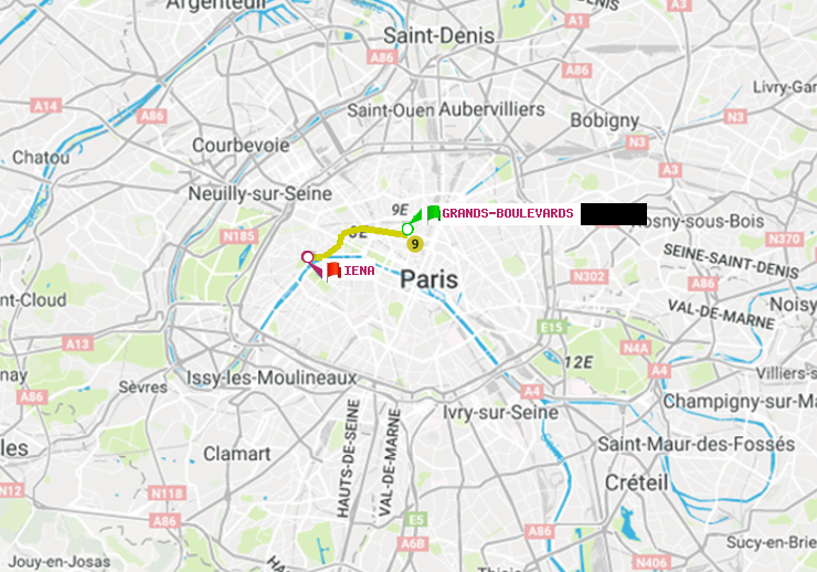 plan itinéraire ratp de Grands Boulevards à Iéna