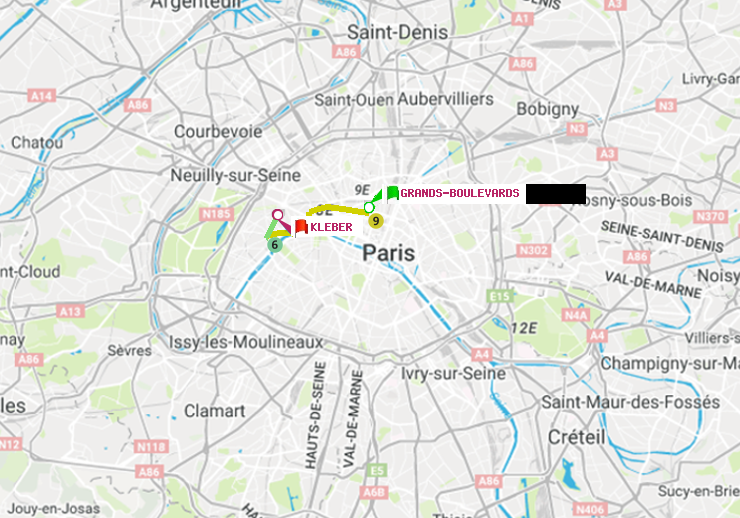 plan itinéraire ratp de Grands Boulevards à Kléber