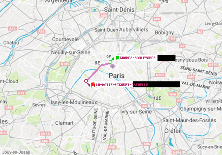 plan itinéraire ratp de Grands Boulevards à La Motte-Picquet-Grenelle