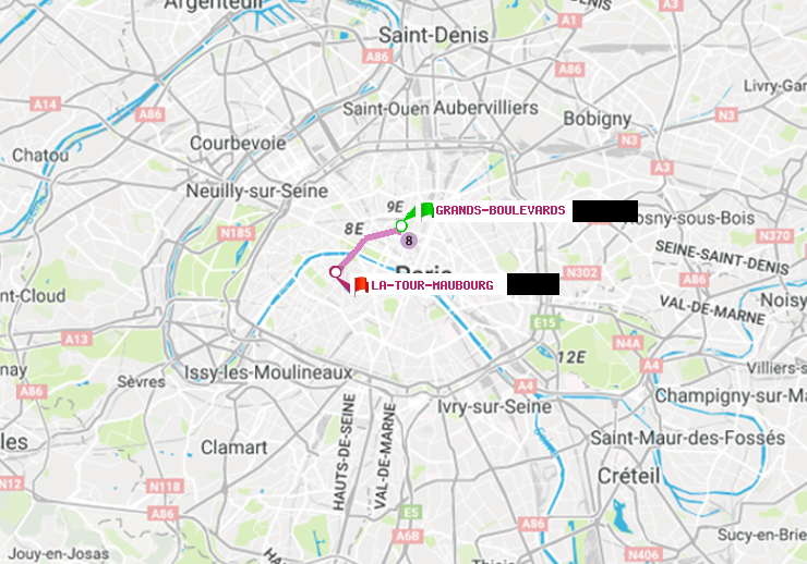 plan itinéraire ratp de Grands Boulevards à La Tour-Maubourg