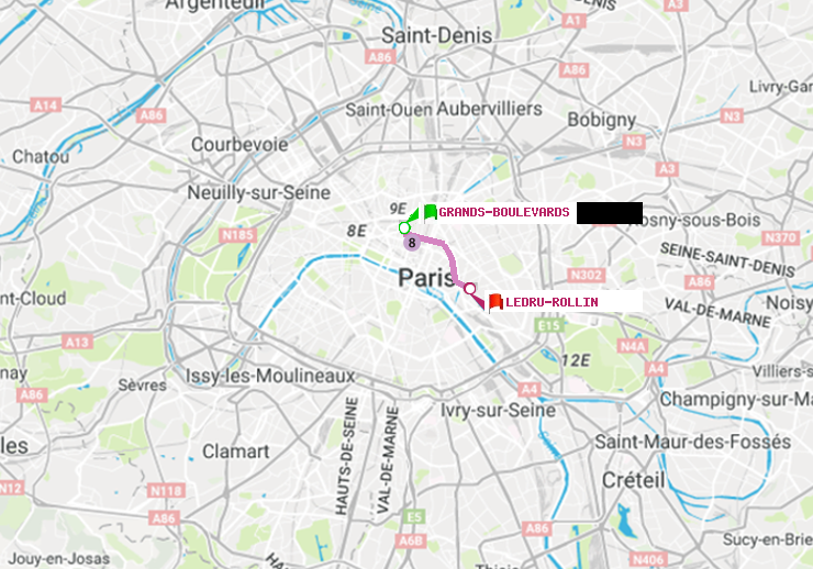 plan itinéraire ratp de Grands Boulevards à Ledru-Rollin