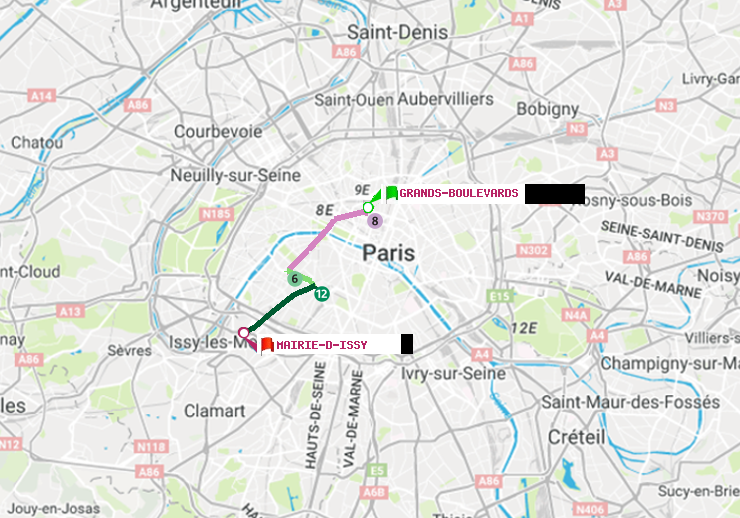 plan itinéraire ratp de Grands Boulevards à Mairie d