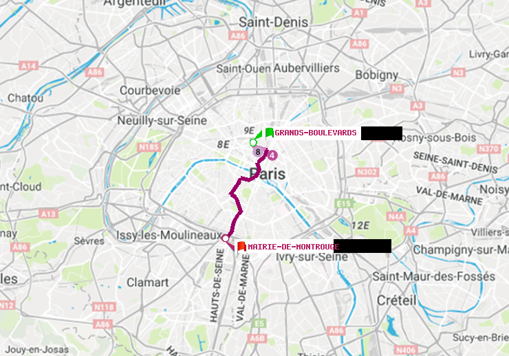 plan itinéraire ratp de Grands Boulevards à Mairie de Montrouge