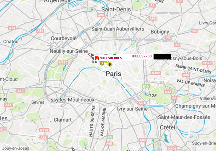 plan itinéraire ratp de Grands Boulevards à Malesherbes