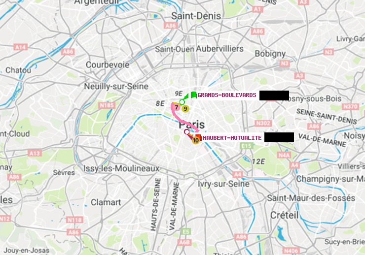 plan itinéraire ratp de Grands Boulevards à Maubert-Mutualité