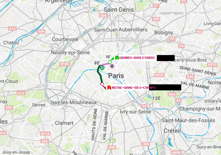 plan itinéraire ratp de Grands Boulevards à Notre-Dame des Champs