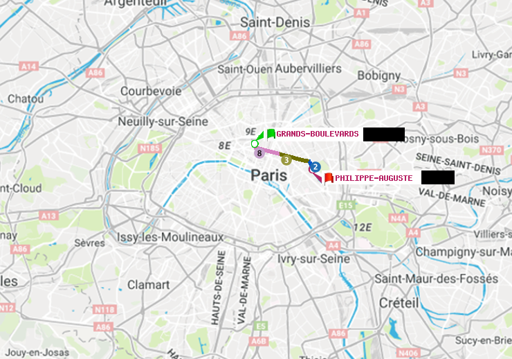 plan itinéraire ratp de Grands Boulevards à Philippe Auguste