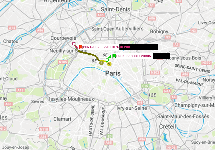 plan itinéraire ratp de Grands Boulevards à Pont de Levallois-Bécon