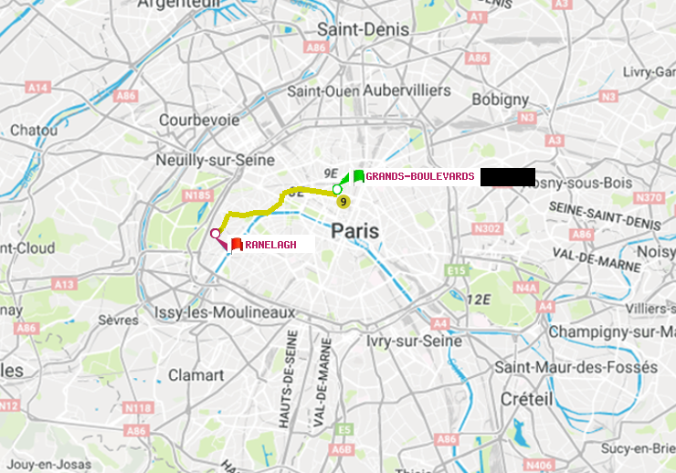 plan itinéraire ratp de Grands Boulevards à Ranelagh