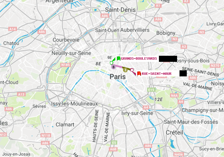 plan itinéraire ratp de Grands Boulevards à Rue Saint-Maur