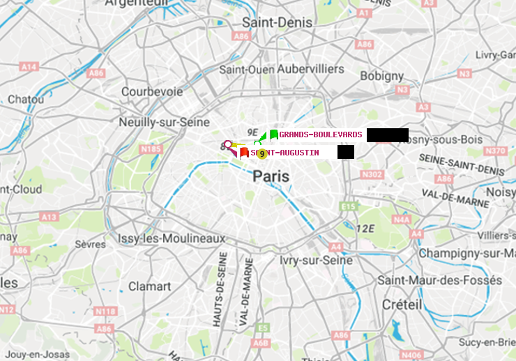 plan itinéraire ratp de Grands Boulevards à Saint-Augustin