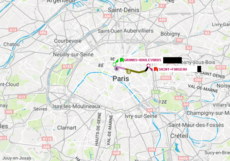 plan itinéraire ratp de Grands Boulevards à Saint-Fargeau