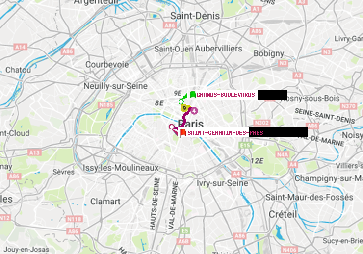 plan itinéraire ratp de Grands Boulevards à Saint-Germain des Prés