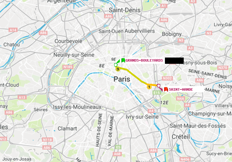plan itinéraire ratp de Grands Boulevards à Saint-Mandé