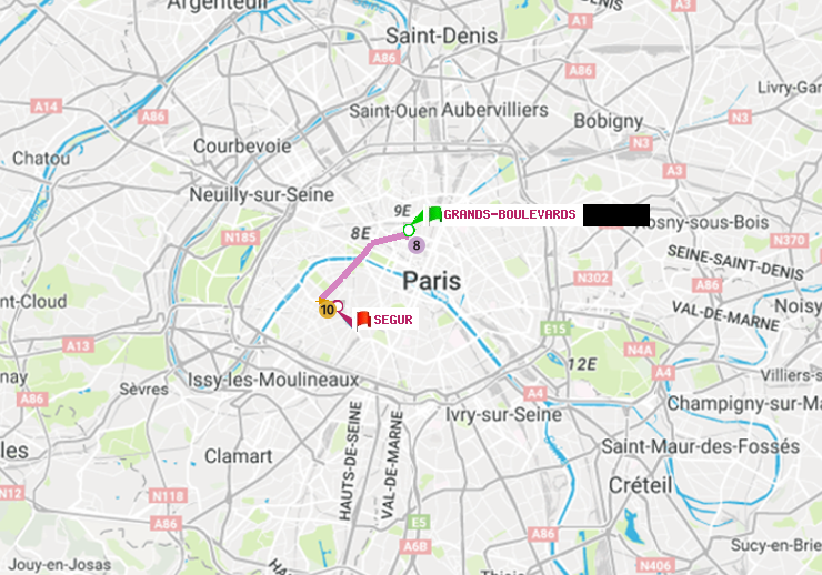 plan itinéraire ratp de Grands Boulevards à Ségur