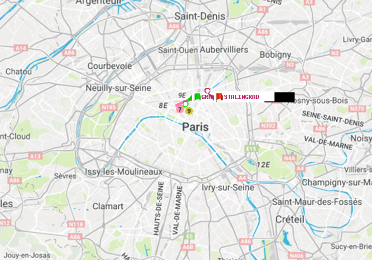 plan itinéraire ratp de Grands Boulevards à Stalingrad