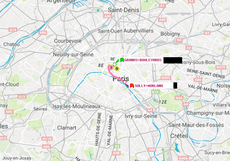 plan itinéraire ratp de Grands Boulevards à Sully-Morland