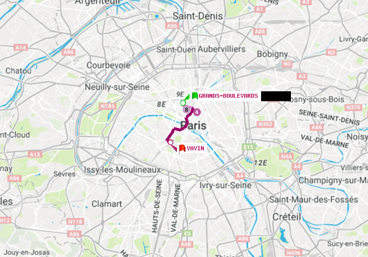 plan itinéraire ratp de Grands Boulevards à Vavin