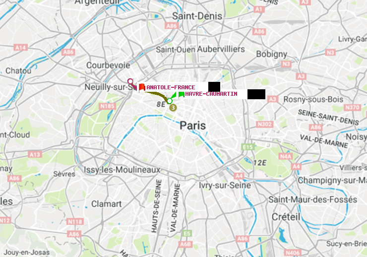 plan itinéraire ratp de Havre-Caumartin à Anatole-France