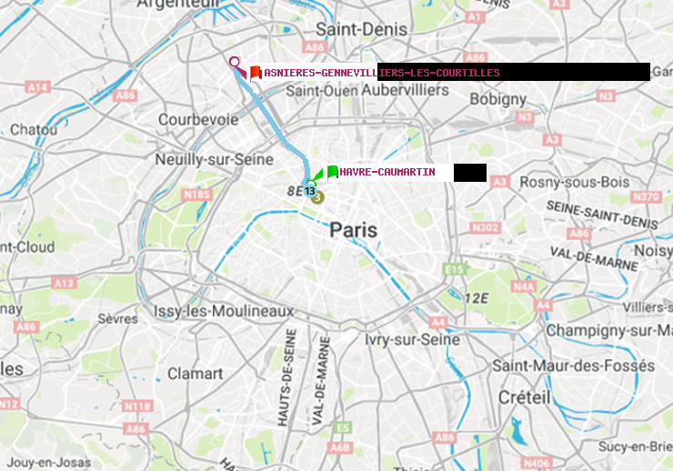 plan itinéraire ratp de Havre-Caumartin à Asnieres-Gennevilliers Les Courtilles
