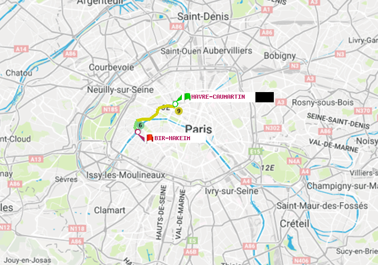 plan itinéraire ratp de Havre-Caumartin à Bir-Hakeim (Grenelle)