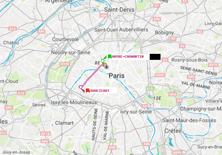 plan itinéraire ratp de Havre-Caumartin à Boucicaut