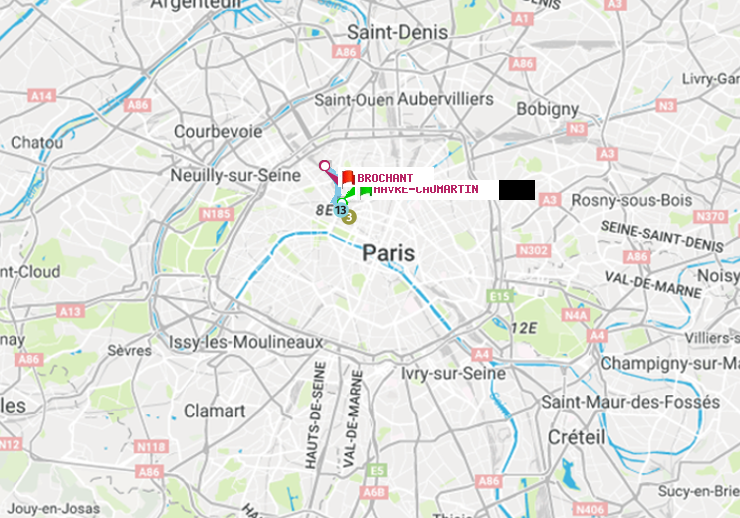 plan itinéraire ratp de Havre-Caumartin à Brochant