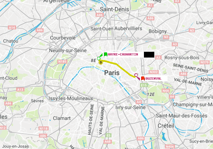 plan itinéraire ratp de Havre-Caumartin à Buzenval