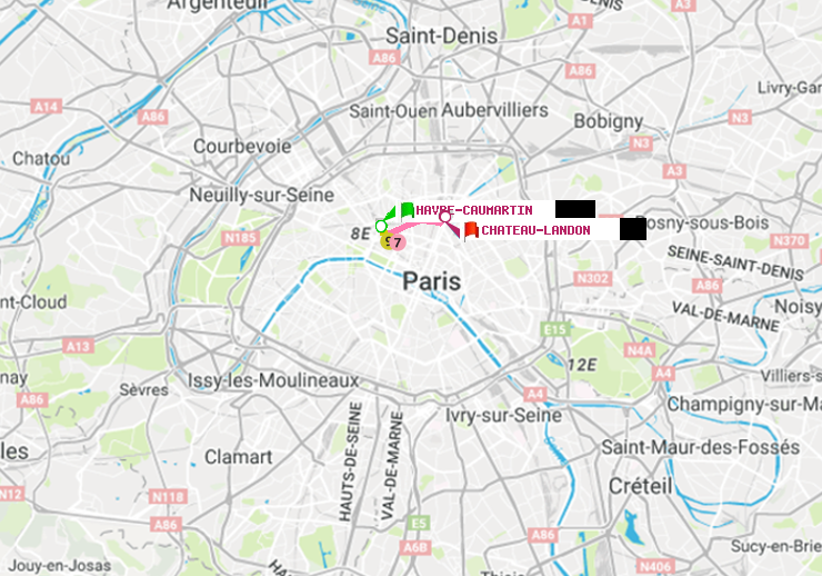 plan itinéraire ratp de Havre-Caumartin à Château Landon