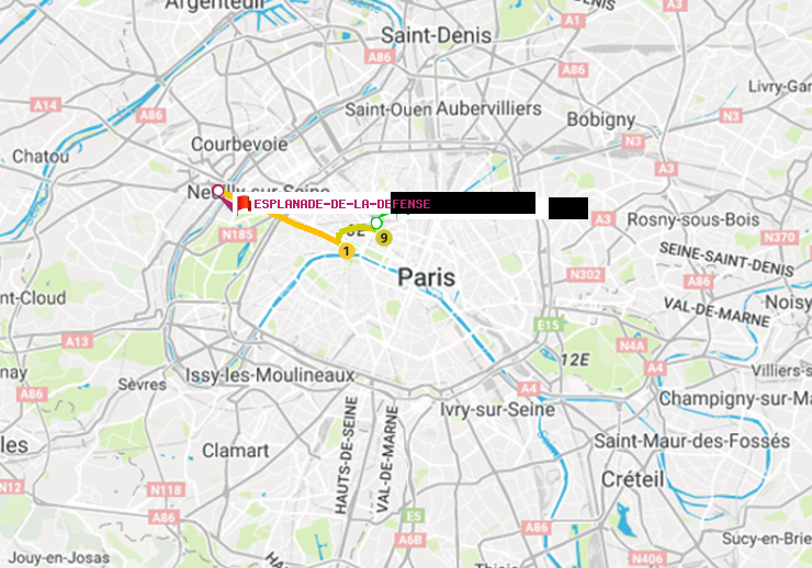 plan itinéraire ratp de Havre-Caumartin à Esplanade de la Défense