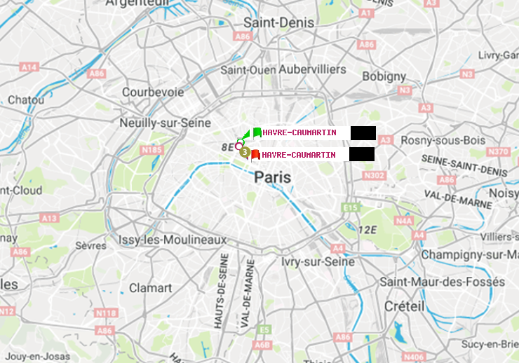 plan itinéraire ratp de Havre-Caumartin à Havre-Caumartin