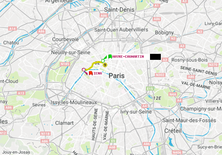 plan itinéraire ratp de Havre-Caumartin à Iéna