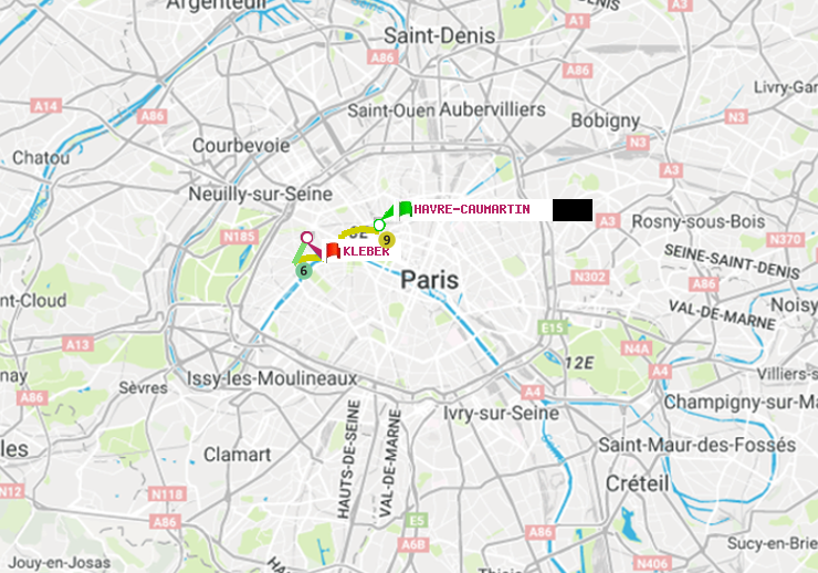 plan itinéraire ratp de Havre-Caumartin à Kléber
