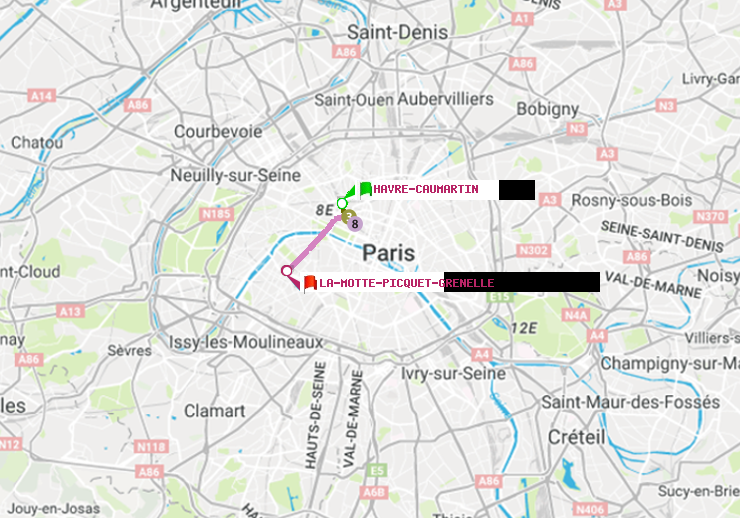 plan itinéraire ratp de Havre-Caumartin à La Motte-Picquet-Grenelle