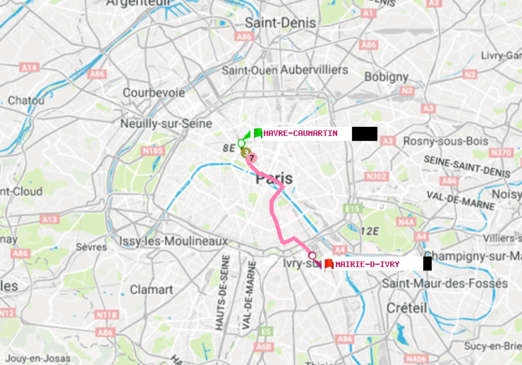plan itinéraire ratp de Havre-Caumartin à Mairie d