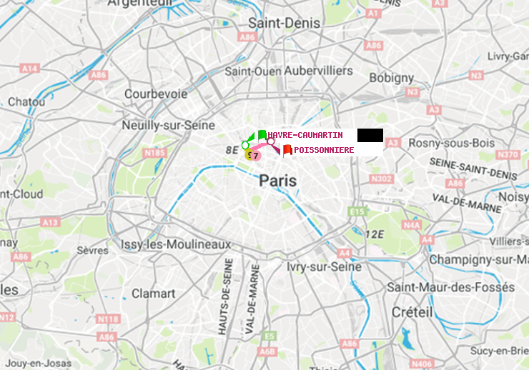plan itinéraire ratp de Havre-Caumartin à Poissonnière