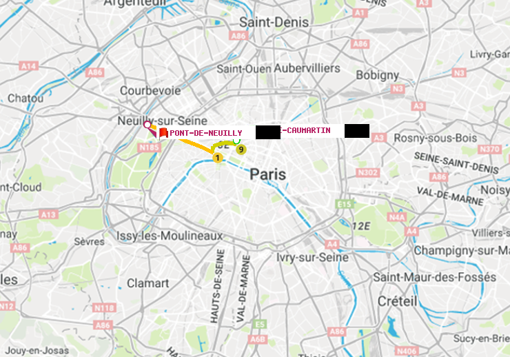 plan itinéraire ratp de Havre-Caumartin à Pont de Neuilly