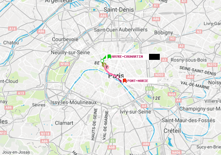 plan itinéraire ratp de Havre-Caumartin à Pont Marie (Cité des Arts)