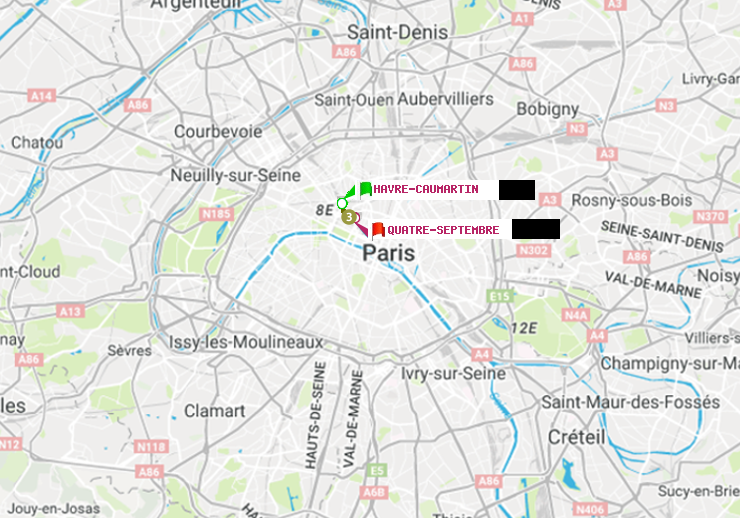 plan itinéraire ratp de Havre-Caumartin à Quatre Septembre