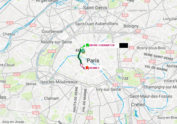 plan itinéraire ratp de Havre-Caumartin à Rennes