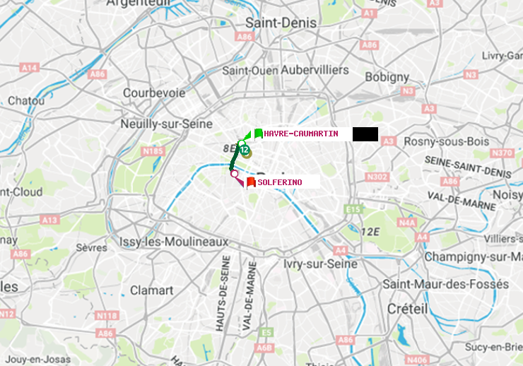 plan itinéraire ratp de Havre-Caumartin à Solférino