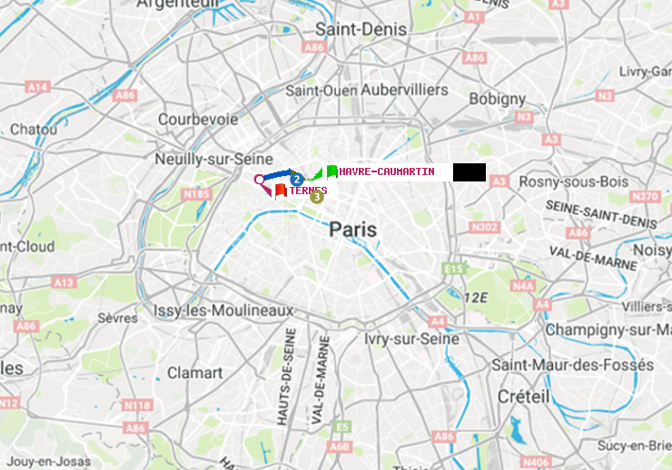 plan itinéraire ratp de Havre-Caumartin à Ternes