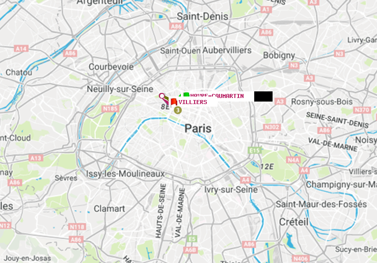 plan itinéraire ratp de Havre-Caumartin à Villiers